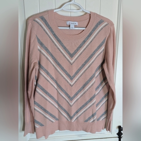 Liz Claiborne Sweaters - Liz Claiborne Pink, Gray, White Sweater Size Large
